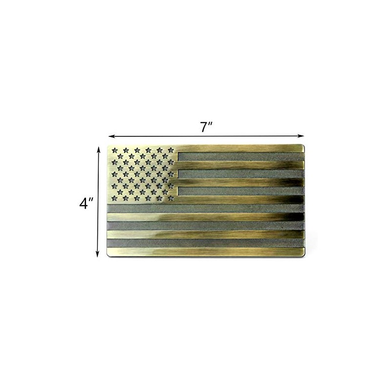 MULL USA 3D Metal Flag Emblem (7"x4", Vintage Antique Bronze)