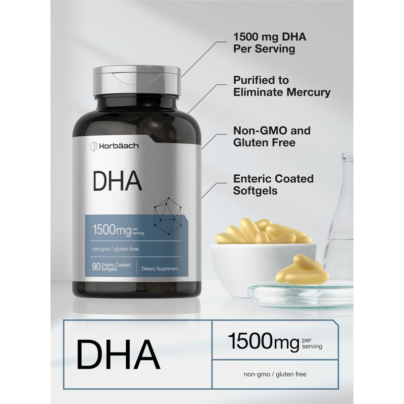 Horbaach DHA Supplement 1500mg | 90 Softgels | EPA, Omega