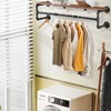 Yawinhe Industrial Pipe Clothes Rack with Top Shelf, Wall Mounted