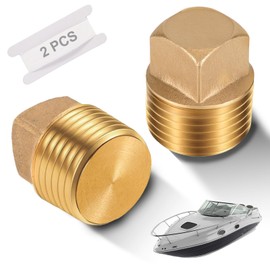 1/2 Inch NPT Boat Drain Plugs, 2 Pack Solid Brass Boat Plug