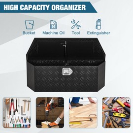 Garvee 36 in Aluminum Utility Trailer Tongue Tool Box Wide Utility Trailer Tongue Box RV Storage OrganizerTrailer Storage Toolbox With Lock & Keys Black, 5 Bar Tread (36 in X12 in X12 in)