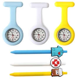 KFSCIP 3PCS Nurses Fob Watch,3PCS Pen,Nurse Fob Watch,fob Watches for Nurses, Suitable for Doctors, Paramedics, Can Easily See The Time,Ideal for Healthcare Professionals.