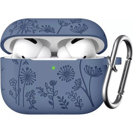 Lerobo Flower Engraved Cover Compatible with Airpods Pro 2nd/1st Generation Case