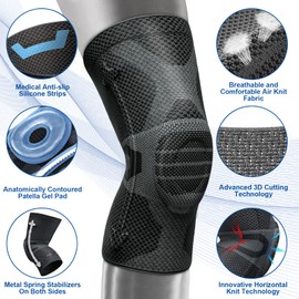 NEENCA Professional Knee Brace for Knee Pain, Compression Knee Sleeve with Patella Gel Pad & Side Stabilizers, Knee Support with Horizontal Knit Tech for Sports, Workout, Arthritis, ACL, Meniscus Tear