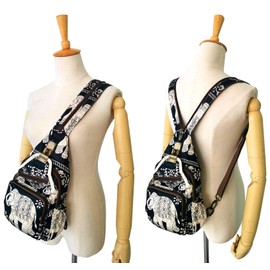 POPUCT Nylon Sling Bag Purse Waterproof Lightweight Crossbody Backpack for Women (Black)