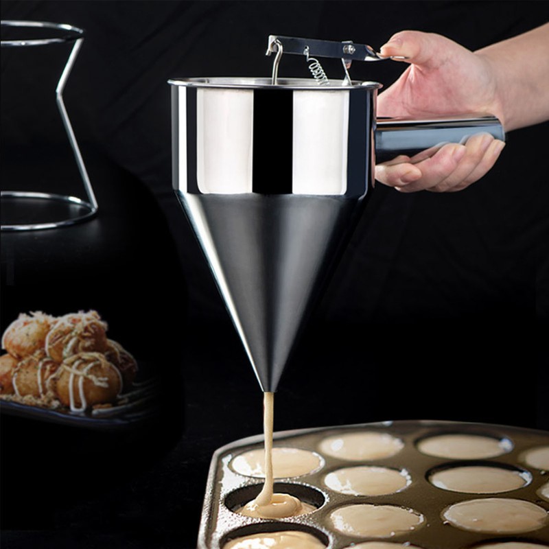 Stainless Steel Pancake Batter Dispenser Funnel 1200ML Large Capacity Conical