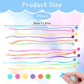 24 Pcs Colored Hair Extensions for Kids Hair Accessories for Girls Clip in Colored Hairpieces Girls Nylon Rainbow Clips for Toddler Kids Ponytails Accessories