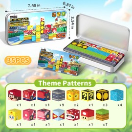 Mini Magnetic Blocks Travel Toys for Kids Ages 3-8, 35 PCS Pocket Magnetic Cubes STEM Learning Set with Iron Box, Outdoor Portable Toddler Educational Magnet Toys for Boys Girls Ages 3 4 5 6 7 8