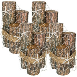 4 Sets Pirate Nautical Party Decoration Imitation Wooden Piling Paper Boxes Fishing Net Starfish for Under The Sea Birthday Ocean and Beach Theme Party Favors Adventure Birthday Photo Booth Props (4)