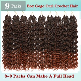 Gogo Curl Crochet Hair 18 Inch 9 Packs Ocean Wave Curly Crochet Hair for Black Women Pre-Looped Deep Wave Water Curly Braiding Extensions (T350#, 18 Inch(9 Packs))