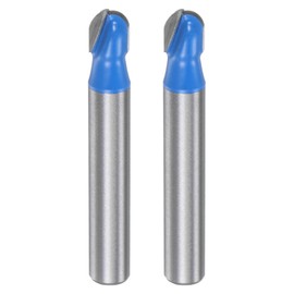 sourcing map 2pcs Router Bit Core Box 1/4 Shank 1/4 Inch Cutting Dia. Round Nose Router Bit 2 Flutes Carbide Cove Box Cutter for Carpentry Woodworking Milling Cutter Tool