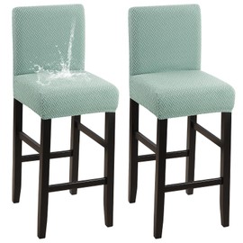 YISUN Waterproof Bar Stool Covers, Stretch Bar Stool Cover with Backrest, Removable Washable Chair Covers, Bar Stool Covers for Short Swivel Chair, Dining Room Chair, Bar Stools (2, Matcha Green)