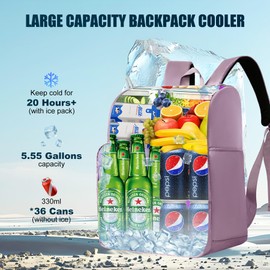 Stillithou Backpack Coolers Insulated Leak Proof for Women Men, 35 Cans Large Capacity Waterproof Cooler Backpack, Soft Portable Cooler Bag for Beach Travel Camping Picnic Work, Purple