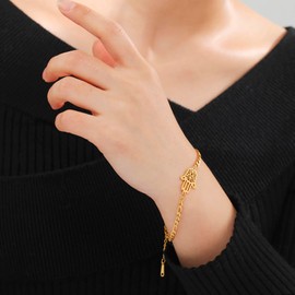 UNIFT Hand of Fatima Bracelet for Women Stainless Steel Charm Hamsa Hand of Fatima Bracelet Jewelry Good Luck Amulet, no gemstone