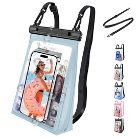 Bolsa Grande Impermeable para Teléfono Celular,Impermeable con Tira De Sellado,Bolsa Seca para Teléfonos Celulares para Todos Los Dispositivos,Adecuada para Playa (Azul Claro)