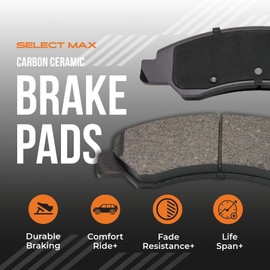 Max Advanced Brakes Rear Brake Pad Compatible With 2014 2015 2016 Chevy Spark EV, Carbon Ceramic Pad w/Hardware