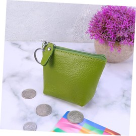 LIFKOME Women Cowhide Leather Coin Purse Mini Bag Zippered Storage Organizer for Travel Daily Use Light Green for Cosmetics Change Keys Cards