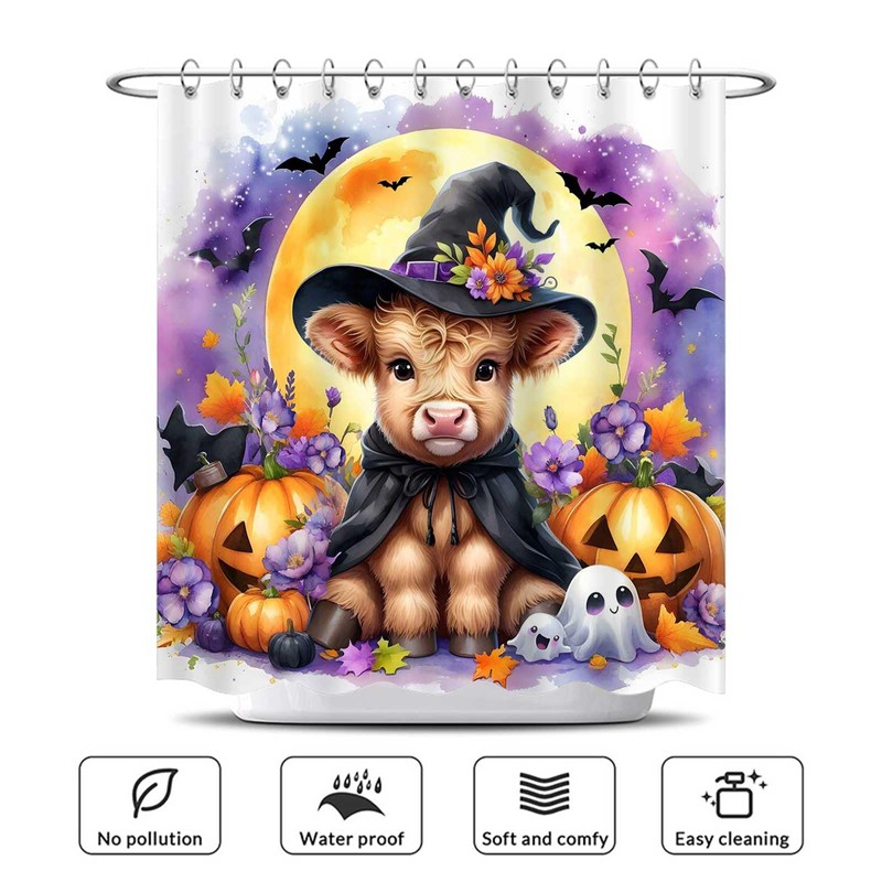 Wollmix Halloween 4 Pcs Bathroom Shower Curtain Sets Decorations with