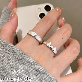 Gulamu Jewelry Cat Dog Ring, One Size Fits Most, Allergy Friendly, 925 Silver, Matte, Matte Gift, Popular for Women, Sterling Silver