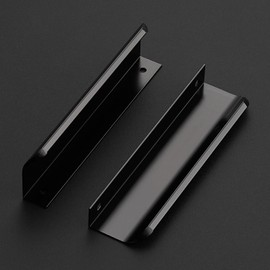 Ravinte 5 Pack Finger Pulls for Cabinets 128mm/5 Hole Center Tab Cabinet Handle Matte Black Finger Edge Pulls Concealed Handles for Kitchen Drawer Finger Cabinet Pulls 150mm/5.91" Length