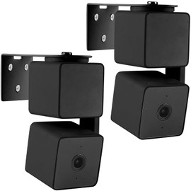 UYODM UYODM 2Pack Adhesive Metal Wall Mount Bracket Compatible with Wyze Cam Pan V3/Wyze Cam V4/ V2, VHB Stick On,No Drilling Mounting Bracket for Wyze Get The Best View,Two Ways Installation (Black)