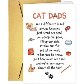 Supoeguk Cute Cat Dad Father's Day Card, Funny Father's Day Cards from Cats, Birthday Gifts for Men Cat Owners, Cats Dads Are A Different Breed