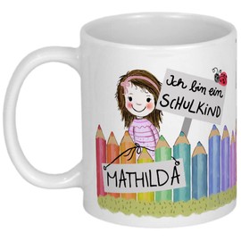 My Sweetheart® Einschulung Geschenk Schulkind Tasse mit Namen Geschenkideen Schulanfang personalisierte Tassen mit Spruch Junge Einschulungsgeschenk Mädchen