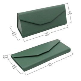 Real Sic Glasses Case for Men and Women - Magnetic Folding Hard Shell Sunglass Holder - Vegan Leather Eyeglass Protector, Variety of Styles Inspired by Solid Color - (Emerald Green)