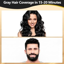 Champú para Teñir El Cabello Negro 3 en 1, Champú Colorante para Hombres y Mujeres, Cobertura de Canas con Ingredientes Herbales, 500ml