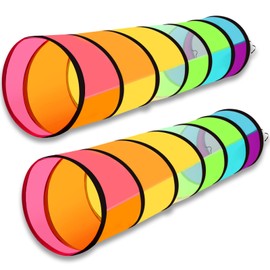 Hovinke Kids Play Tunnel Tent for Toddlers, Colorful Pop Up Tunnel with Breathable Mesh, Crawl Tunnel for Boy and Girl Play Tunnel Indoor and Outdoor (2 Pack)