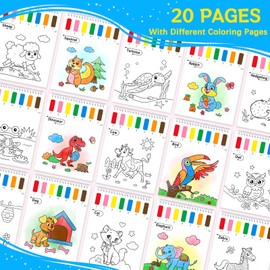 Paint with Water Coloring Books for Kids,Animal Theme Mess Free Watercolor Painting Papers Sets for Toddlers,Water Color Paint Kit,Art Craft Birthday Gift for Ages 1-3, 4-8