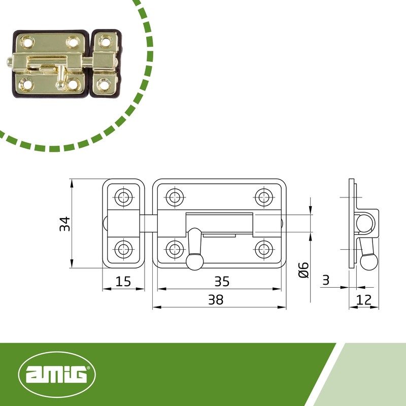 Amig -pin 6338 383-brass varnished 35 mm