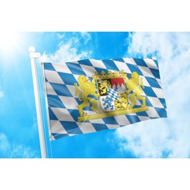 DMSE Coat of Arms of Bavaria Bavaria Golden Lion Flag 2X3 Ft Foot 100% Polyester 100D Flag UV Resistant (2'X3' Ft Foot)
