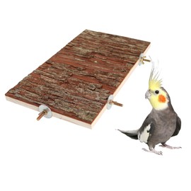 13.6 × 7.9 inch Large Bird Perch Stand Platform, Natural Wooden Small Animals Cage Accessories, Rectangle Stand Perch Shelf for Parrot Parakeet Cockatiel Rat Hamster Guinea Pig Conures Chinchillas