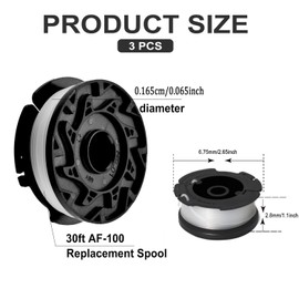 LxcshLjx 3pcs Trimmer Spool Lines, String Trimmer Replacement Spool, Lawn Mower Spool Replacement Spools, Weed Eater String Trimmer Line, Autofeed Weed Eater Spool Compatible with Black+Decker AF-100
