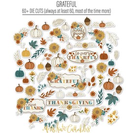 Paper Die Cuts - Grateful - for Thanksgiving Fall Autumn Turkey Day - Over 60 Cardstock Scrapbook Die Cuts - Scrapbooking Scrapbook Card Making Paper Crafting DIY Ephemera - by Miss Kate Cuttables