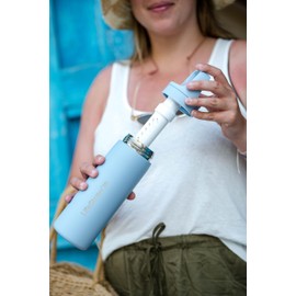 LifeStraw Go Series – Insulated Stainless Steel Water Filter Bottle for Travel and Everyday Use, Removes Bacteria, Parasites and Microplastics, Improves Taste, 18oz Laguna Teal