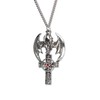 Gothic Dragon Head on Cross with Red Crystal and Pentacle