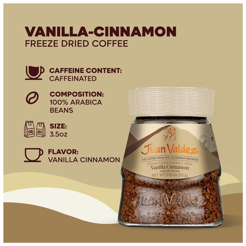 Juan Valdez Freeze-Dried Instant Coffee - Vanilla Cinnamon Flavor |