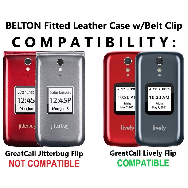 Fitted Leather Case for GreatCall Lively Flip (Model: 4053S), Jitterbug