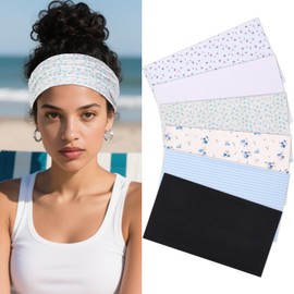 XTREND 6 Pcs Wide Headbands for Women Fashion Headband Crushed Flower Headband Boho Hair Band Turban Workout Sport Hairband Accessories
