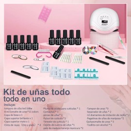 NIBEAUSL Lámpara De Uñas Uv Led Esmalte Kit Para Uñas Completo 168w