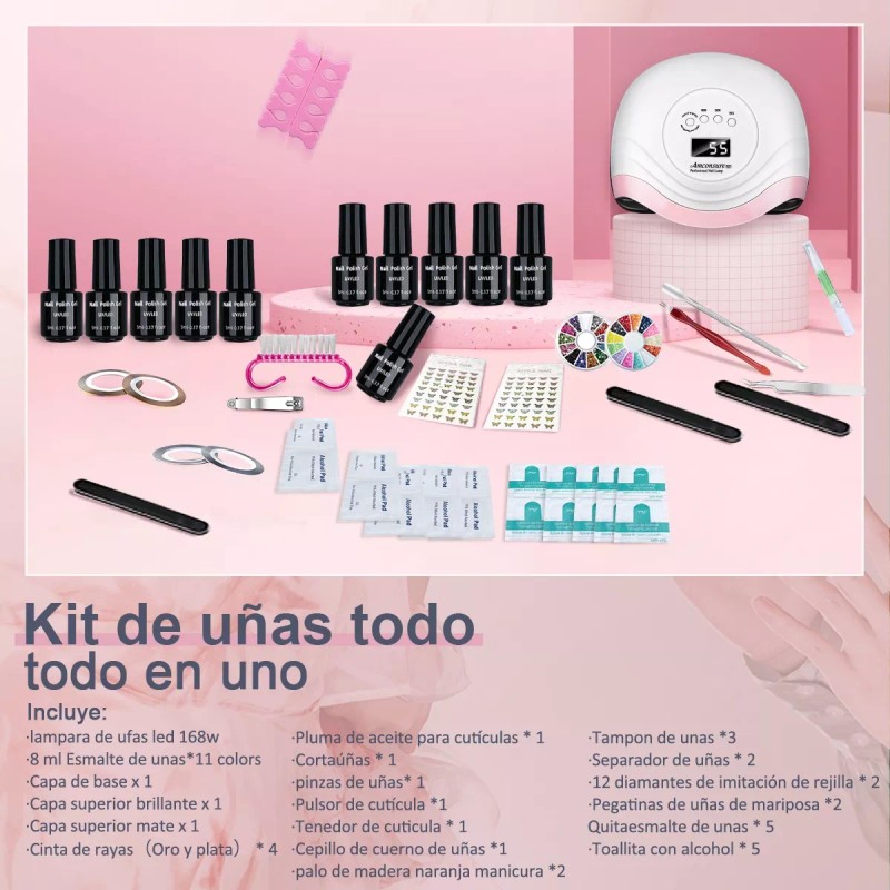 NIBEAUSL Lámpara De Uñas Uv Led Esmalte Kit Para Uñas