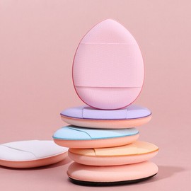 Living Loving Finger puff, finger, mini puff, makeup cushion, case, powder compact, touch-up makeup, makeup sponge - Blue 3p+Case / 핑거퍼프 손가락 미니 퍼프 화장 쿠션 케이스 파우더 팩트 수정화장 메이크업 스폰지 - 블루3p+케이스