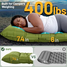 Sleeping Pad for Camping, 6" Extra Thick Camping Sleeping Pad with Pillows & Built-in Foot Pump, Ultralight Inflatable Sleeping Pads Compact for Travel Tent Hiking Camping Backpacking Car Camp Gear