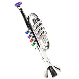 Toyvian Instruments Kids Trumpet Decorative Plastic Trumpet Realistic Trumpet Toy with Color Keys Kids Music Learning Plaything Instrument Band at Home or School Kids Toys