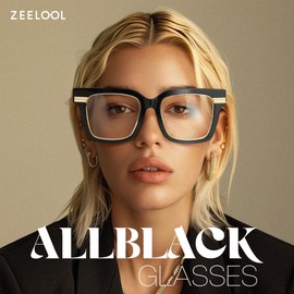 Zeelool Glasses Frame for Women, Overiszed Black Square Glasses Personality Fit Eyeglasses Eyewear with Clear Lenses Taylor