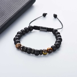 KORAS Gifts for Him, Husband Bracelet Stone Beads Bracelet for Boyfriend, Adjustable Bracelet Presents for Anniversary Birthday Fathers Day Christmas Valentines Day