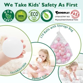 TRENDPLAY Plastic Balls for Ball Pits - Pack of 170 Hollow Balls- Safe and Exciting Playtime - Perfect for Baby Pools, Birthday Party Decoration (Pink)