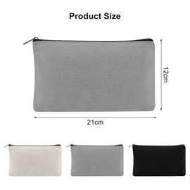 21 Pieces DIY Blank Fabric Bag, Blank Fabric Pencil Case Travel Toiletry Bag with Zipper, Makeup Bag for DIY Home Work, Makeup, Document Bag, Bridesmaids Gift - 21 x 12 cm, Black + grey + white, No